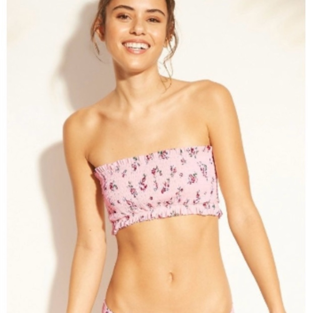 Xhilaration Smocked Floral Strapless Bikini Set Size M